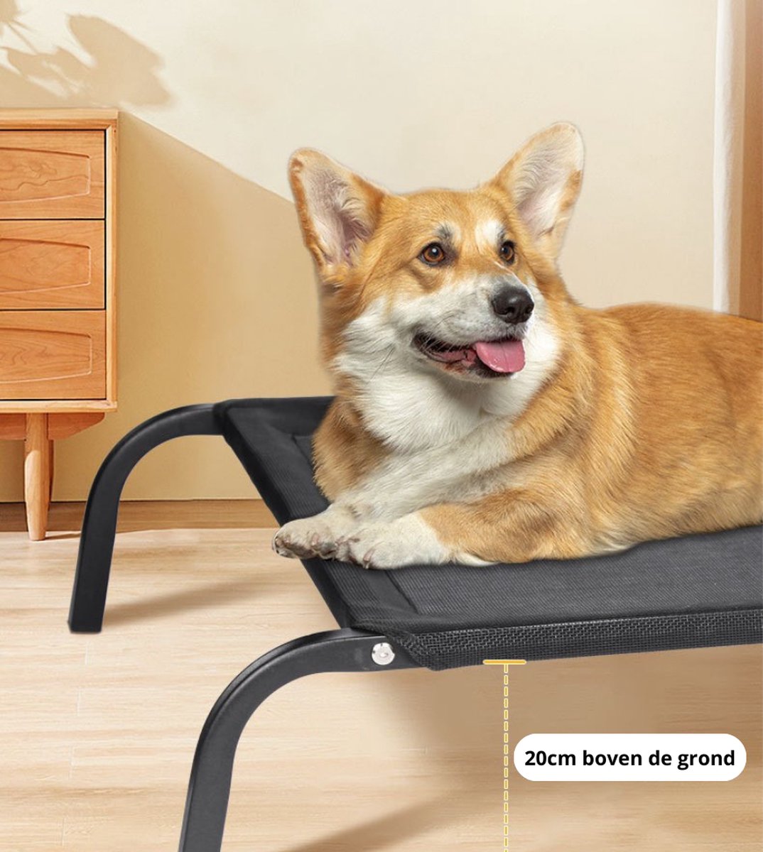Livista® Vierseizoenen Huisdierbed - Afneembaar en Wasbaar - Verhoogd en Vochtbestendig - Geschikt voor Grote Honden - Maximale Draagkracht 100 kg - Afmetingen 122x70 cm - Zwart