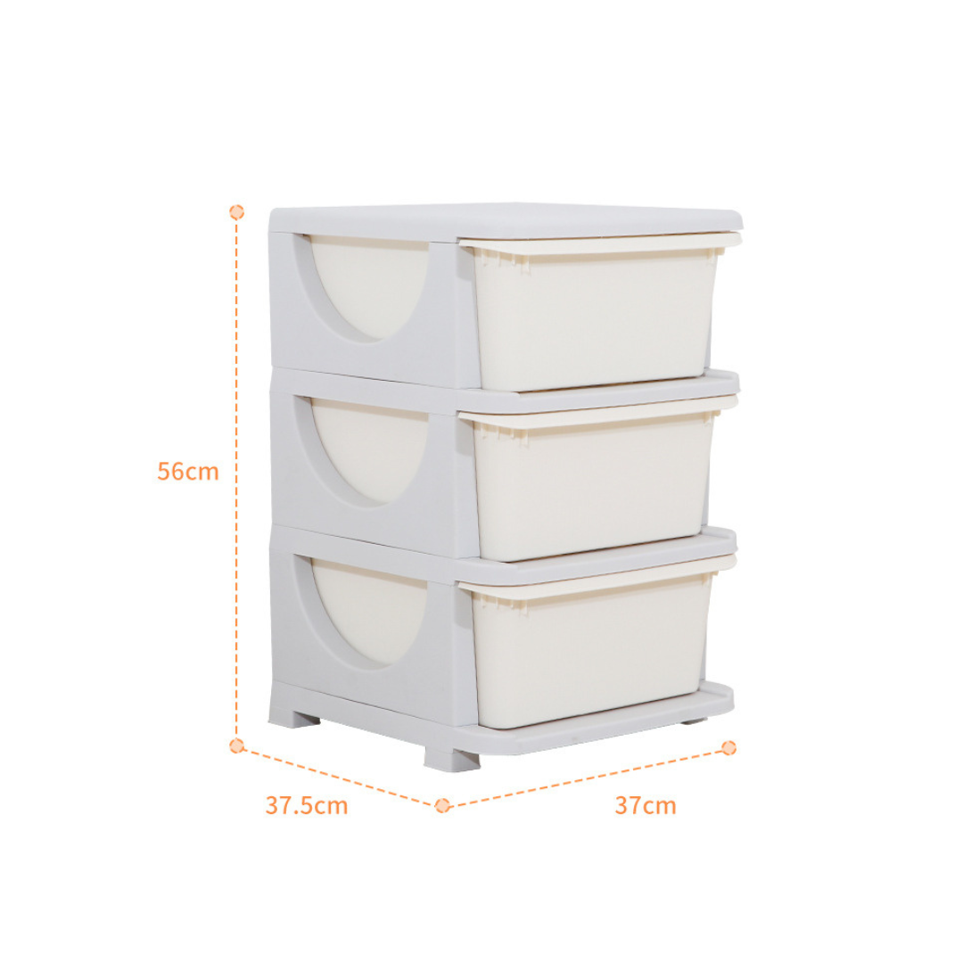 Livista Opbergboxen – 3 Ruime Lades – Voor Speelgoed en Kleding – Anti-Uitval Systeem – Veilig & Duurzaam – 56x37x37.5 cm – Beige/Grijs