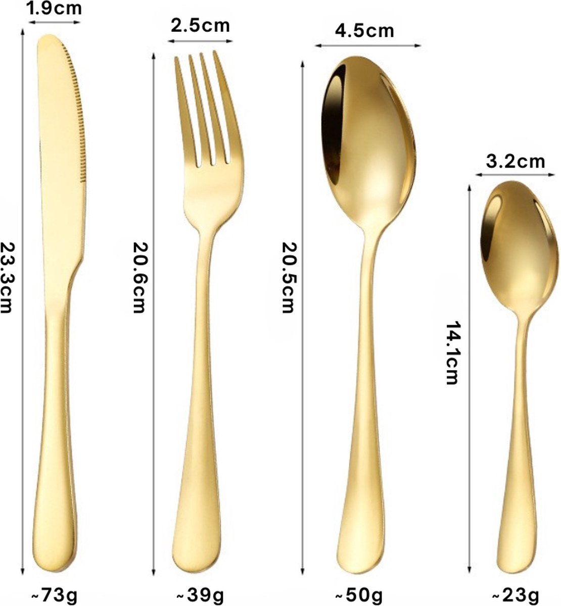 Livista® Luxe Goudkleurige Bestekset - 24 stuck - 6 set - Mes, Vork en Lepel - Roestvrij Staal - Elegant en Duurzaam Ontwerp