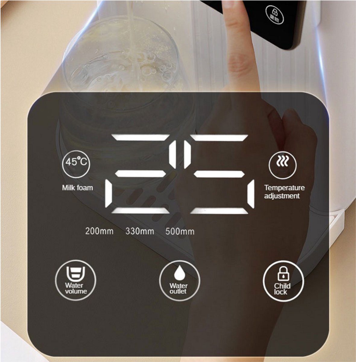 Livista® Instant Heetwaterdispenser - 3L - Slim Touchscreen - Kinderbeveiliging - Meerdere instelbare temperaturen - Laag Geluid - Compact en Handig - Zwart