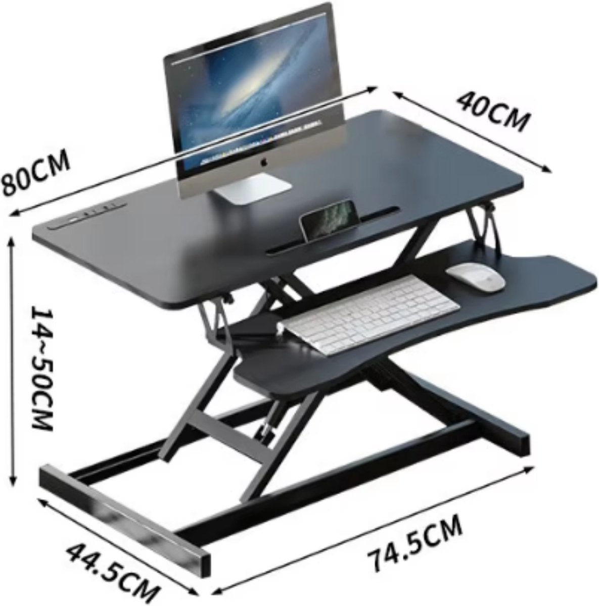 Livista Sit-Stand Desk Gas-Spring - Laptoptafel - Zit Sta Bureau - Computertafel - Zit Sta Verhoger - Bureautafel - Groot Scherm en Toetsenbord Blad - Ruimte voor 2 Schermen - Nieuw Model