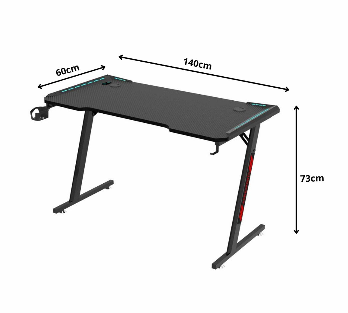 Livista® Gaming Bureau - 140x60x73cm - RGB Verlichting - Ergonomisch Ontwerp - Stabiele Driehoekige Structuur - Zwart
