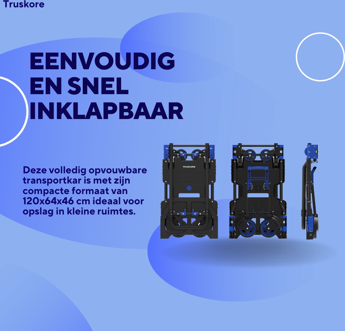 Truskore 2-in-1 Transportwagen - Draagvermogen Platformwagen Max. 150kg en Steekwagen Max. 75kg - Opvouwbaar Transportkar - Inklapbaar Plateauwagen - Steekkar - Magazijnwagen - Meubelroller