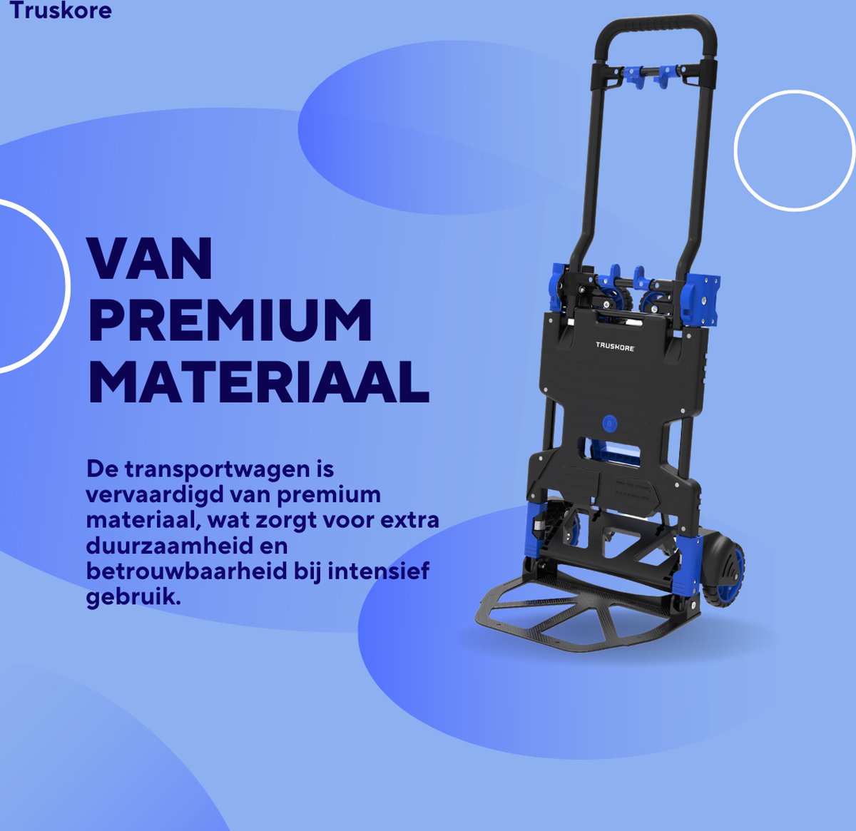 Truskore 2-in-1 Transportwagen - Draagvermogen Platformwagen Max. 150kg en Steekwagen Max. 75kg - Opvouwbaar Transportkar - Inklapbaar Plateauwagen - Steekkar - Magazijnwagen - Meubelroller