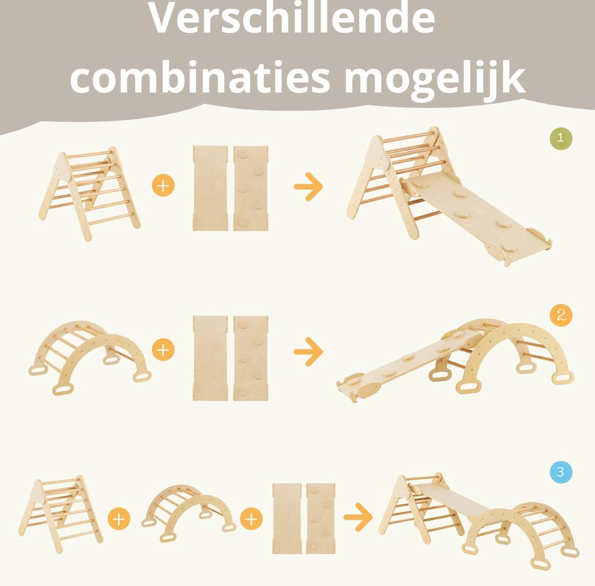 Livista Houten Klimrek - Pikler Driehoek met Glijbaan - Klimboog voor Binnen - Baby Speeltoestel - Hout Peuter Speelgoed - Leerzame Klimdriehoek