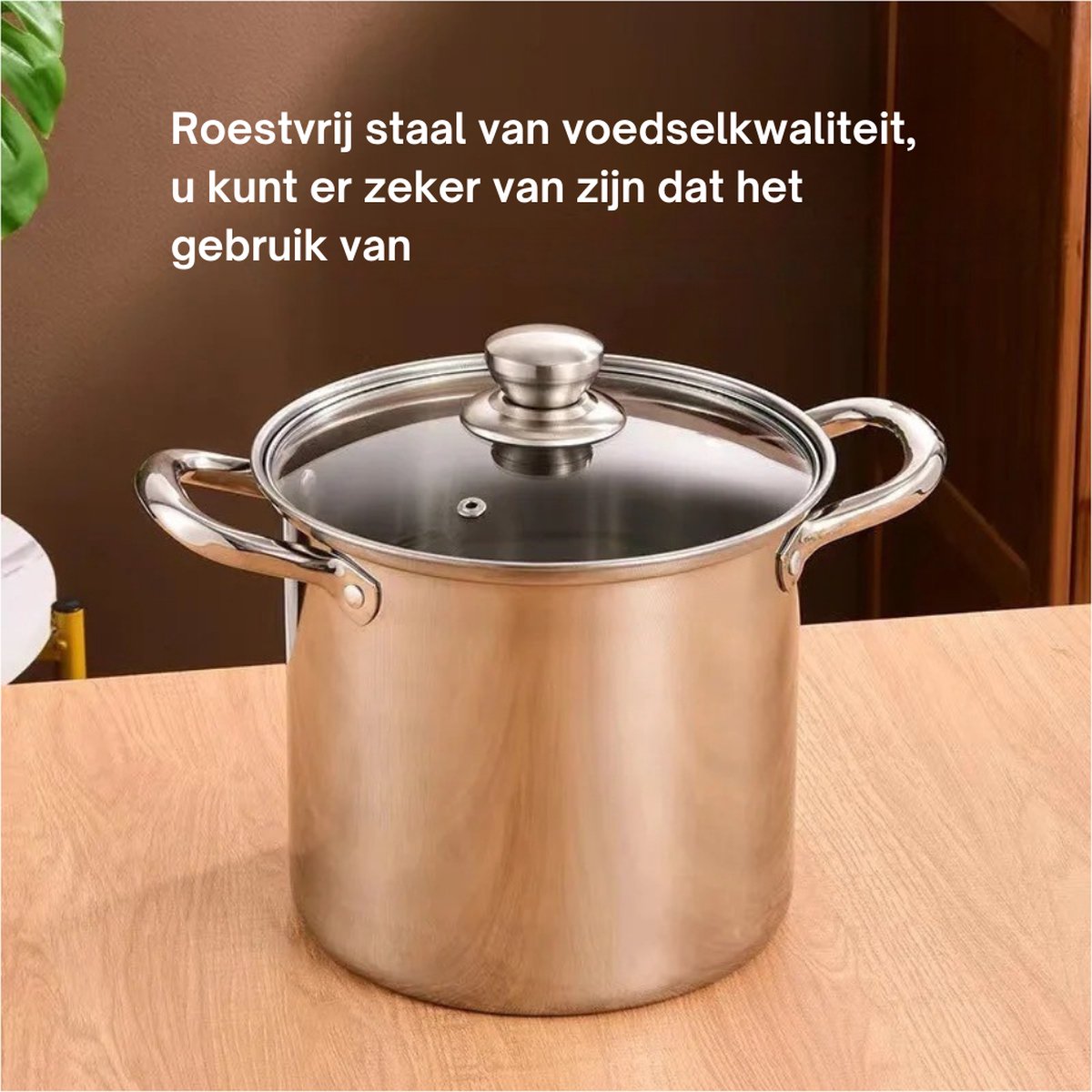 Livista® Verstevigde RVS Soeppan - 24 cm - Met Glazen Deksel - Geschikt voor Alle Soorten Fornuizen - Vaatwasmachinebestendig - Hoge Kwaliteit RVS Soeppan