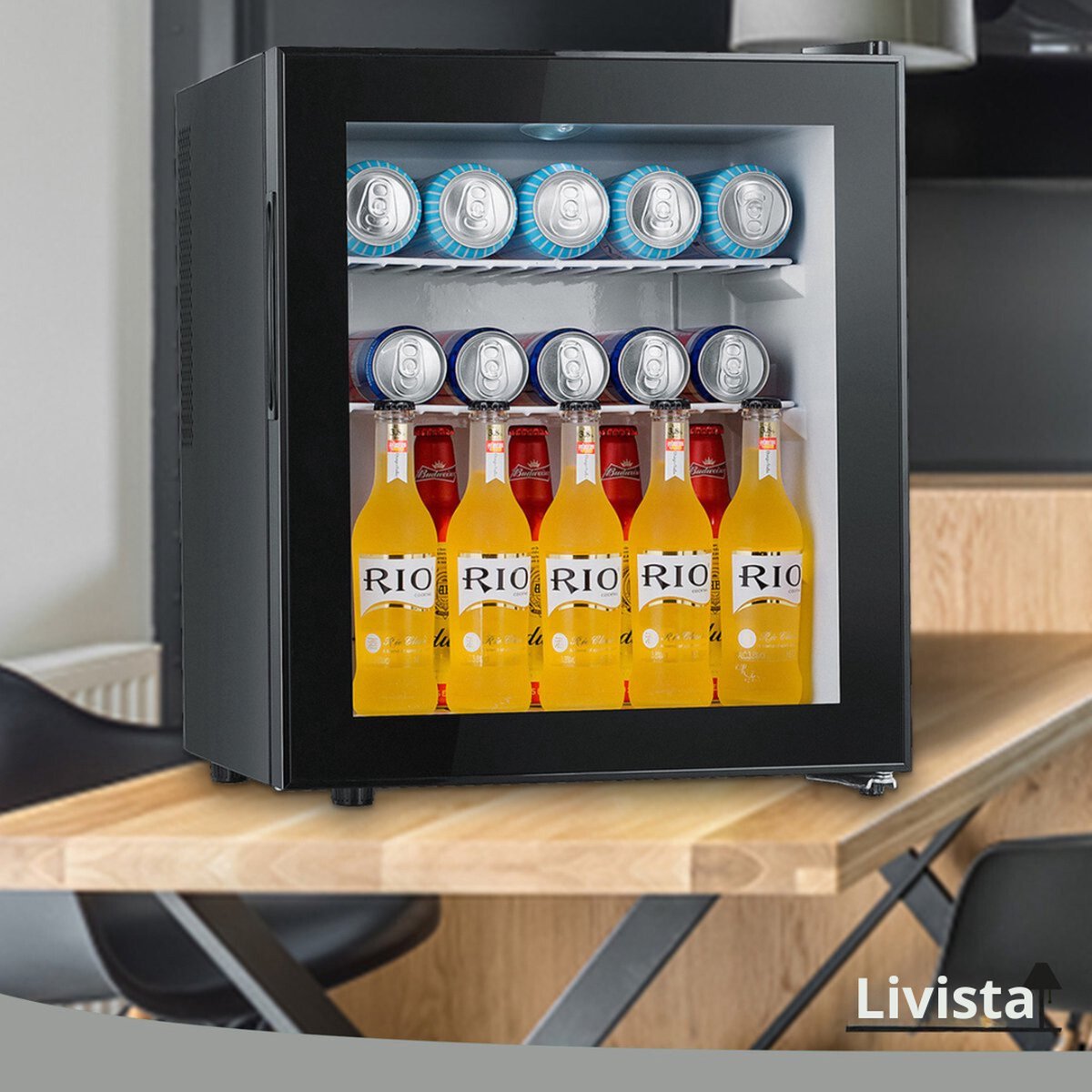 Livista Mini Koelkast - Thermo-elektrisch - 42 Liter - glazen deur - Zwart