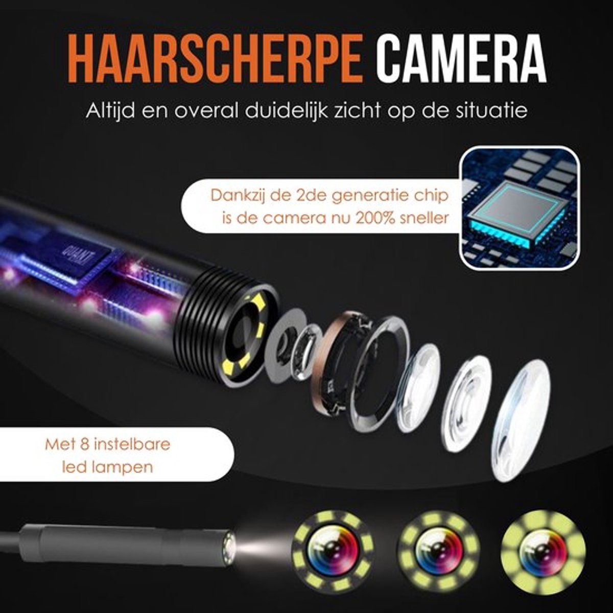 Truskore Inspectiecamera met Scherm 5M - 1080P HD - 4.3 inch LCD scherm - IP67 Waterdicht - LED Verlichting - Endoscoop - Inspectie Camera