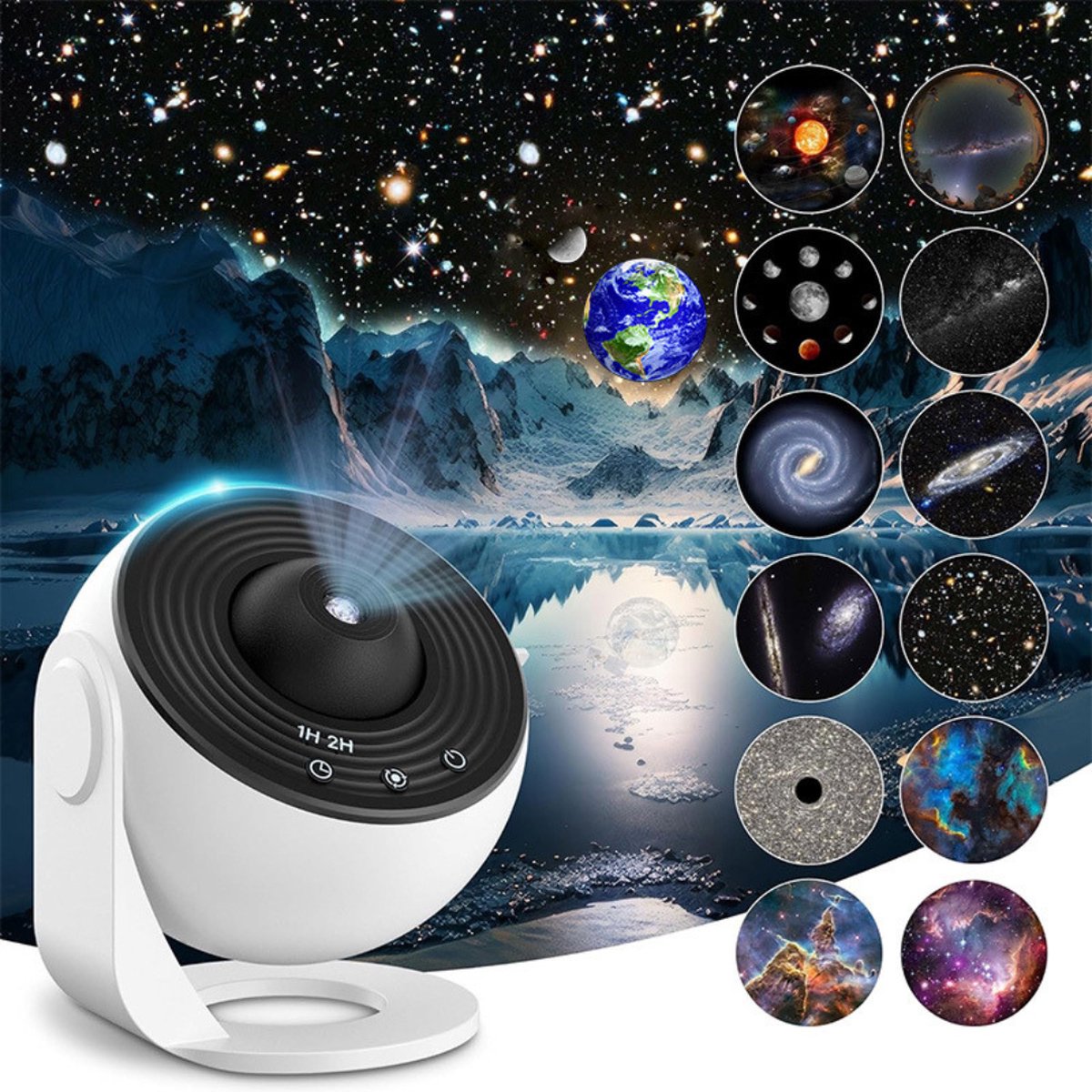 Livista® Wereld Sterrenhemel Projectielamp - 13 Astronomische Filmkaarten - Projecteert tot 26㎡ - Creatieve Nachtlamp - Verjaardagscadeau en Sfeerlamp - Sfeervolle Decoratie voor Slaapkamer