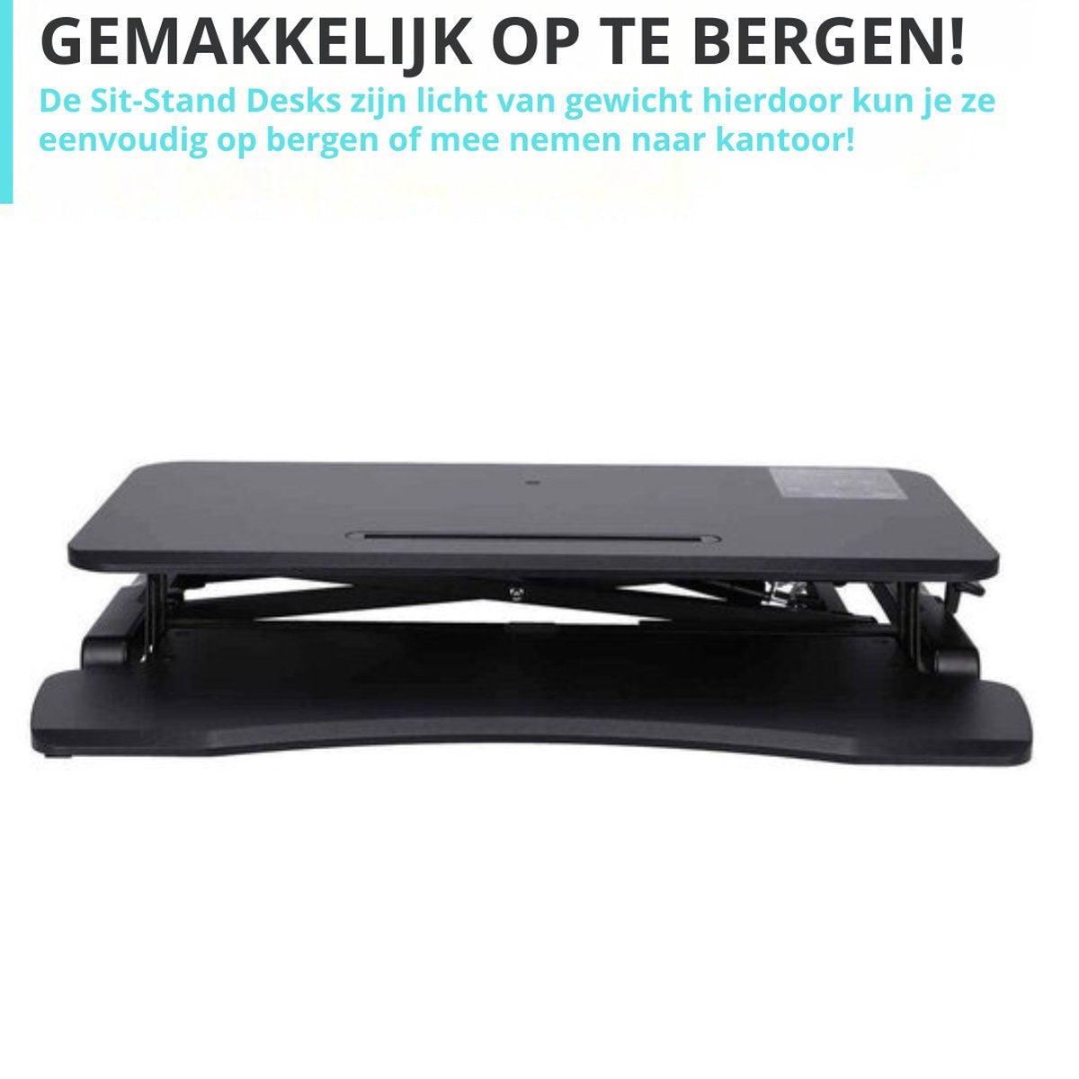 Livista Sit-Stand Desk Gas-Spring - Laptoptafel - Zit Sta Bureau - Computertafel - Zit Sta Verhoger - Bureautafel - Groot Scherm en Toetsenbord Blad - Ruimte voor 2 Schermen - Nieuw Model