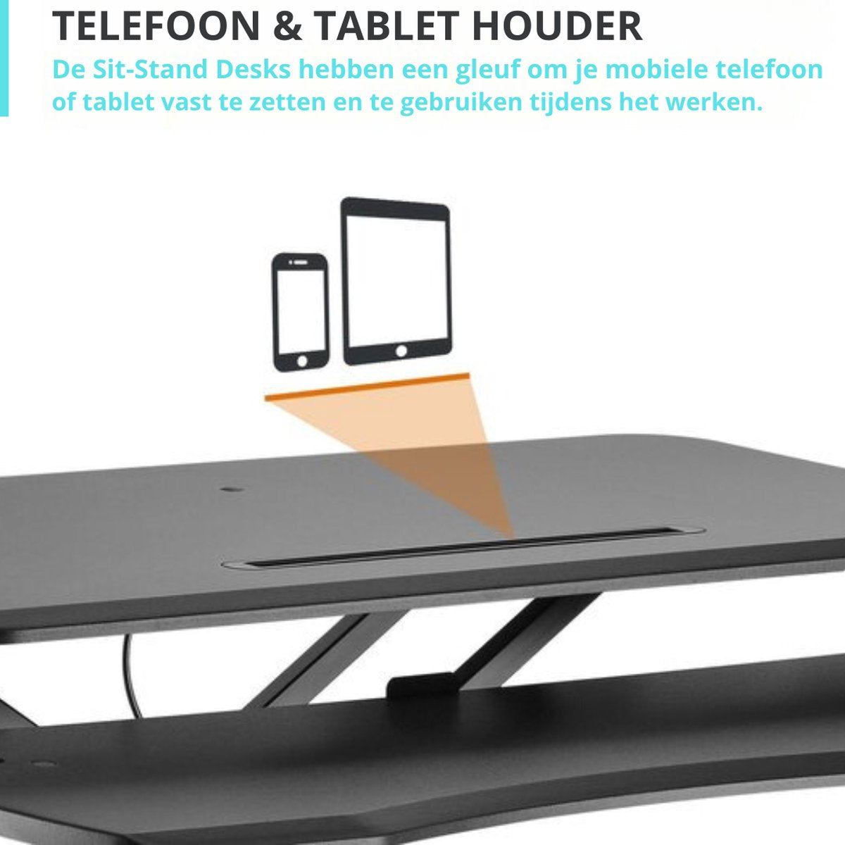 Livista Sit-Stand Desk Gas-Spring - Laptoptafel - Zit Sta Bureau - Computertafel - Zit Sta Verhoger - Bureautafel - Groot Scherm en Toetsenbord Blad - Ruimte voor 2 Schermen - Nieuw Model