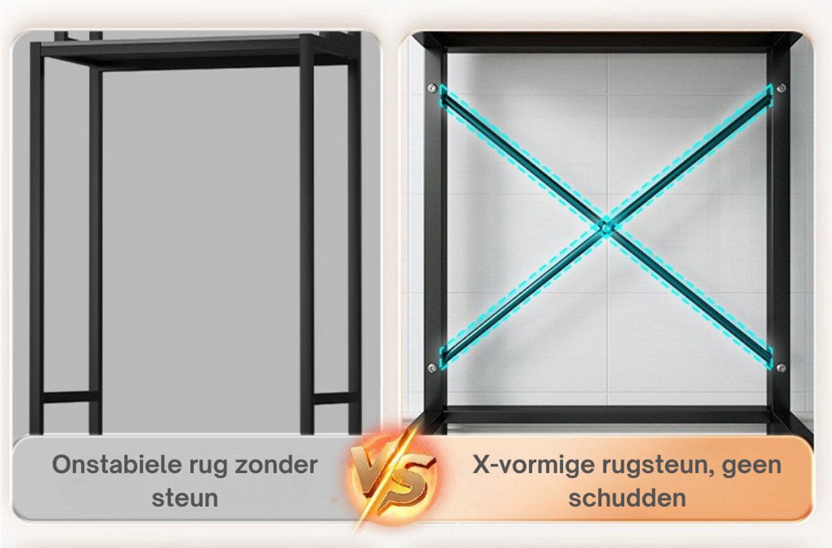 Livista® Wasmachine Kast - 3-Laags Opslagrek - Ruimtebesparende Wasruimte Organizer - 181x60x70 CM - Zwart