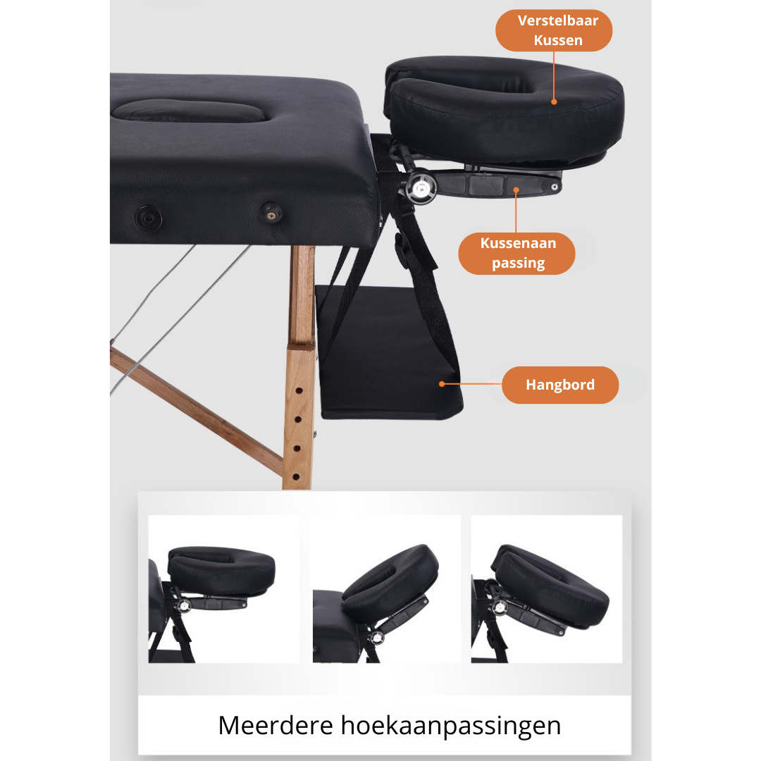 Livista® Multifunctioneel Massagetafel - Opvouwbaar - Poten van beukenhout - Hoogwaardig schuim - In hoogte verstelbaar (62-83 cm) - Draagvermogen 250 kg - Schoonheidsbed - Inclusief opbergtas