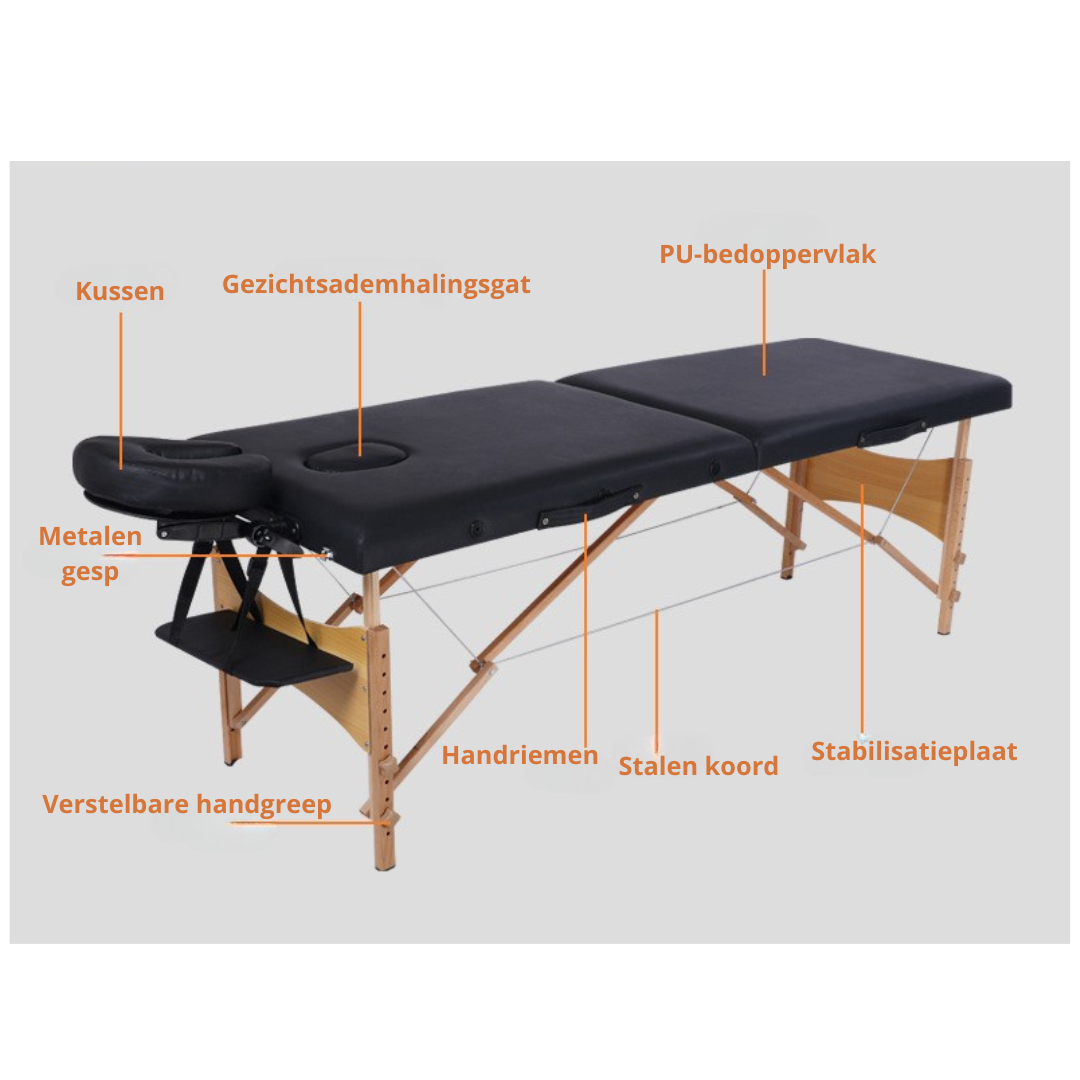 Livista® Multifunctioneel Massagetafel - Opvouwbaar - Poten van beukenhout - Hoogwaardig schuim - In hoogte verstelbaar (62-83 cm) - Draagvermogen 250 kg - Schoonheidsbed - Inclusief opbergtas