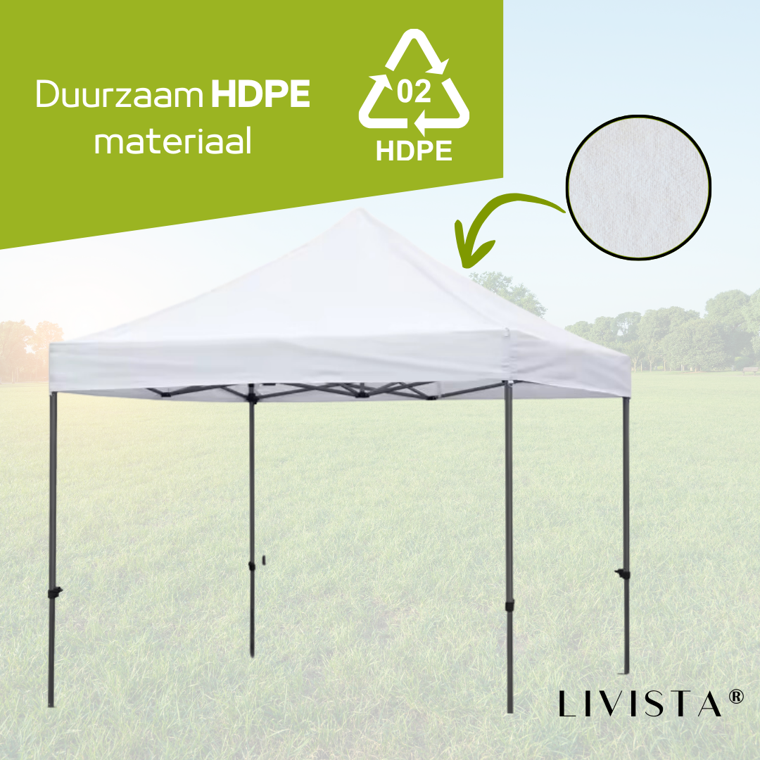 Livista Partytent 3x3m Easy Up - Waterdicht - Wit - Opvouwbaar - Met Draagtas