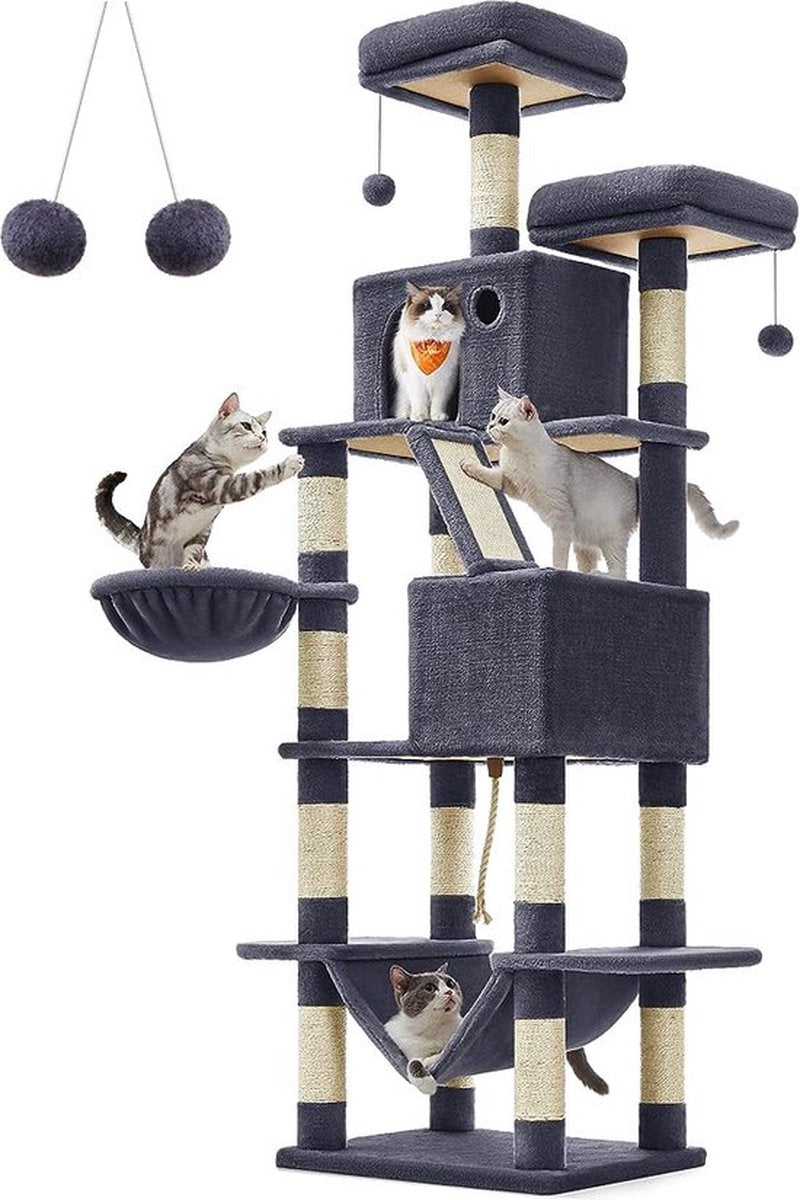 Livista Krabpaal voor zware katten - Hoge krabpaal - Krabpaal boomstam - Krabpaal voor grote katten - Kat toren - Krabpaal plafond - Stevige krabpaal - Krabpaal voor katten - XXL - Katten verblijf