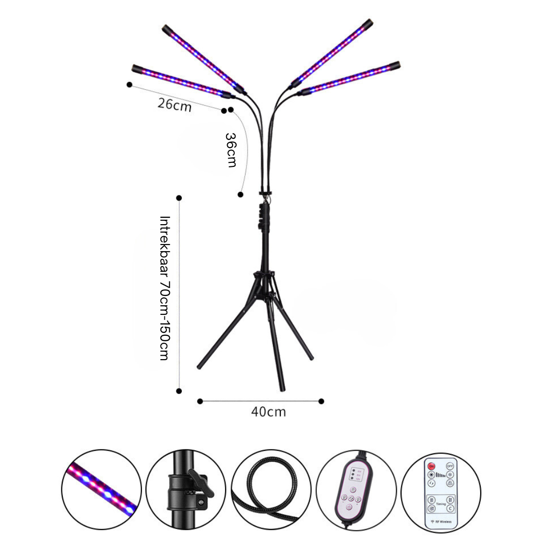 Livista® - LED Planten Groeilamp – Vouwbaar Standaard – Volledig Spectrum – Instelbare Timer – Voor Planten, Aquariums en Zaadkieming