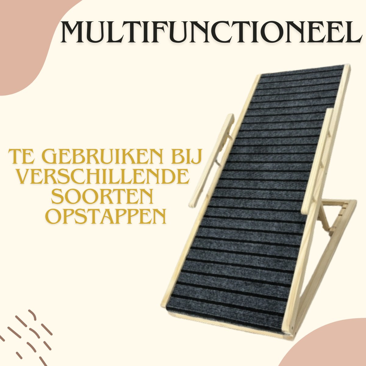Livista Hondentrap - Hondenloopplank - Instelbaar - Voor Grote en Kleine Honden - Zwart/Hout