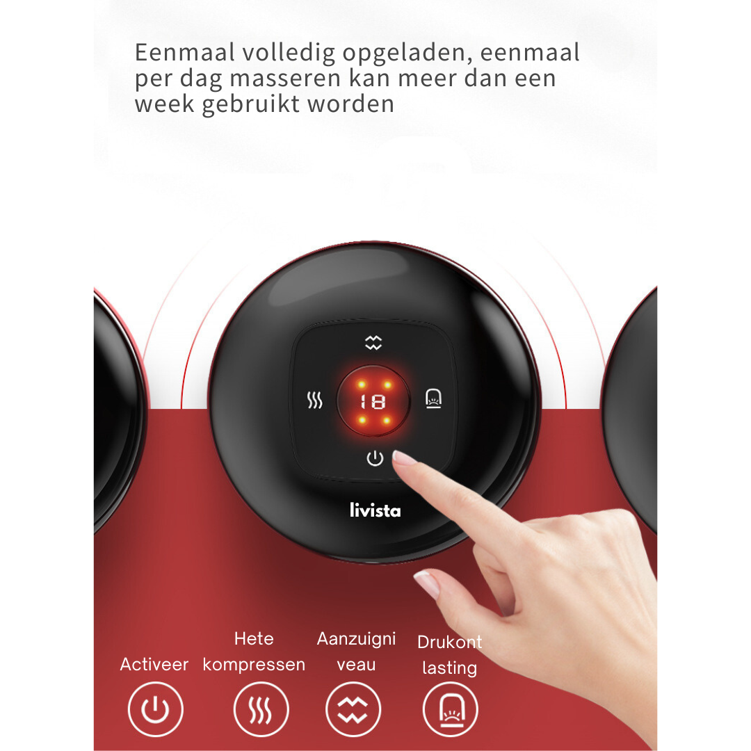 Livista® - Elektrische Lichaamsmassager – 12 Instellingen en Warmtestanden – Volledige Lichaamsontspanning – Cupping Set – Spierontspanningscups - Zwart