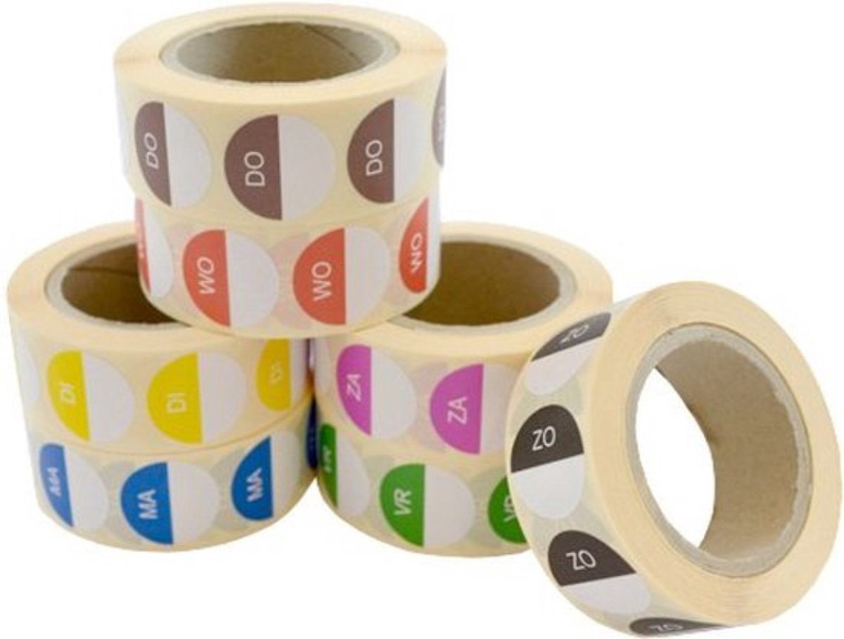 Livista labels Set - alle dagen - 7 rollen 500 etiketten per rol - Houdbaarheidsetiket