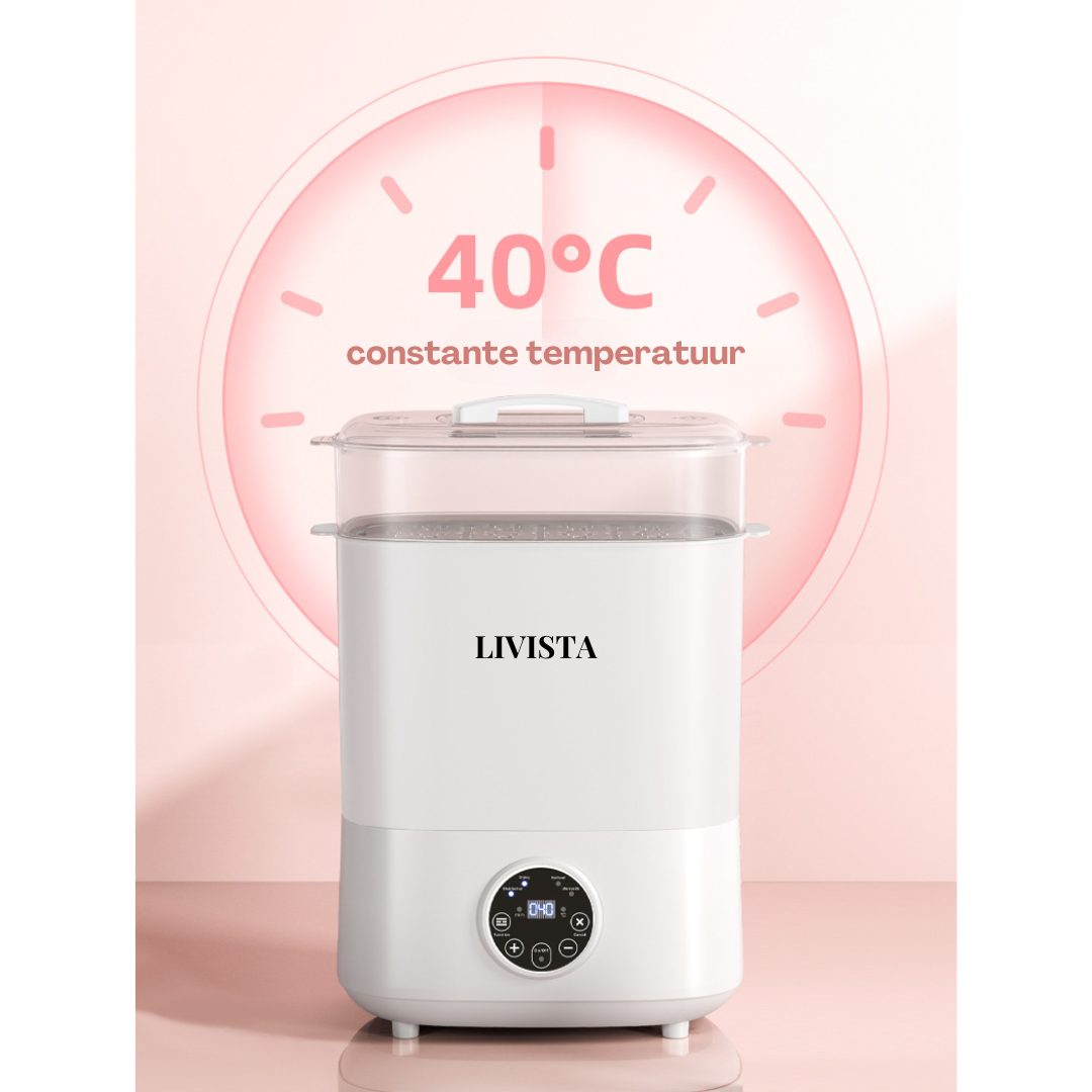 Livista® - 5-in-1 Babyfles Sterilisator en Warmer – Slimme Stoomsterilisator – Flesverwarmer, Fopspeen Sterilisator en Droger – Wit