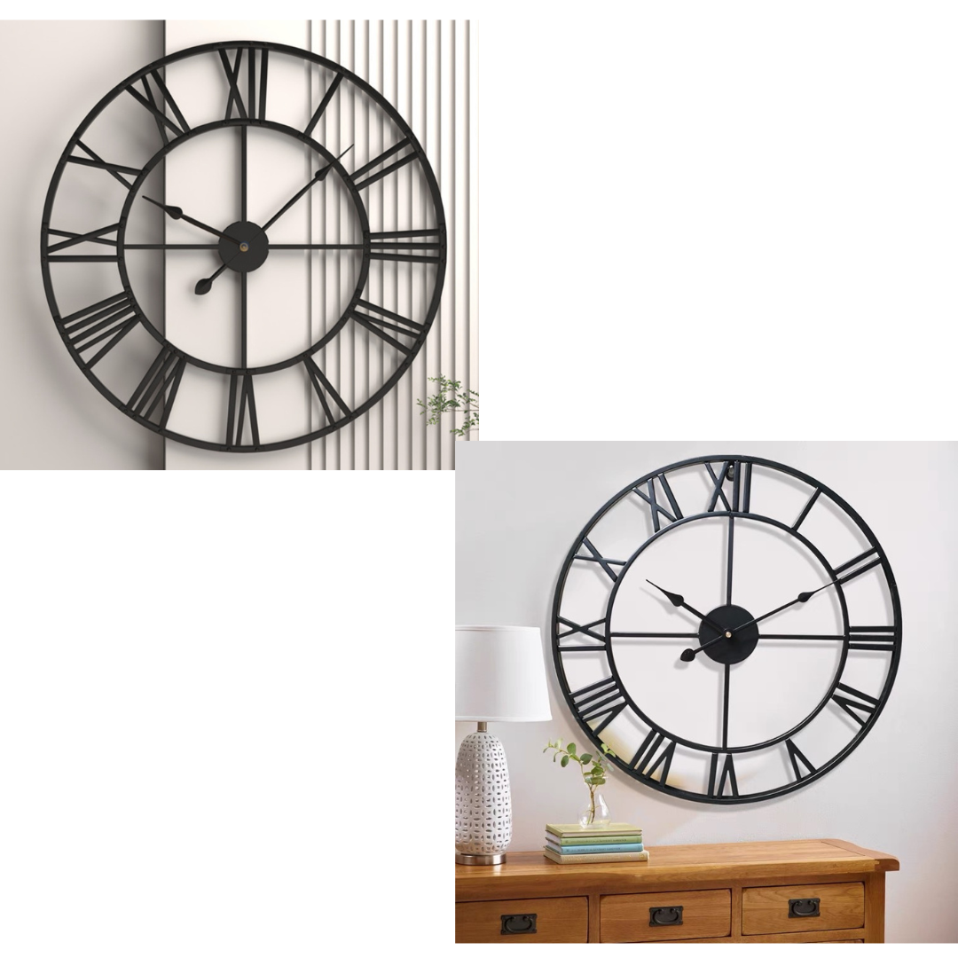 Livista® - Wandklok van Hoge Kwaliteit – Industriële Stijl – Moderne Klok – Stille Uurwerk – Diameter 40 cm – Metaal – Zwart
