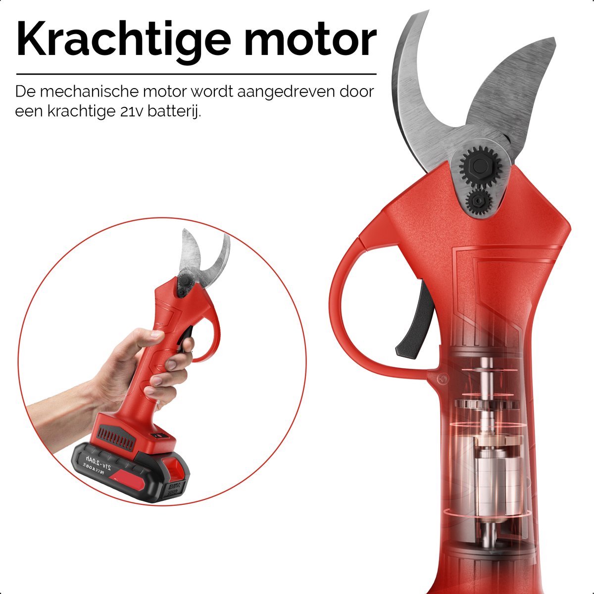 Truskore Elektrische Snoeischaar - Snoeischaar - 2 BAT - 25mm - 21V - ESG21V-2