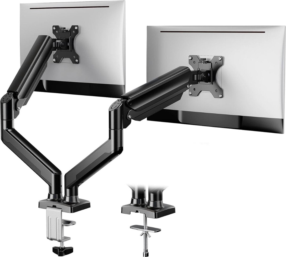 Truskore Dubbele Monitor arm - Monitor Beugel voor 13-32 Inch - Verstelbaar - Universeel - Zwart