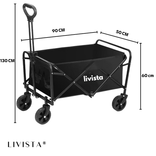 Livista ® -  Bolderkar - Zwart - Opvouwbaar & Verstelbaar - Draagvermogen 80KG - 115L - Krachtig & Compact