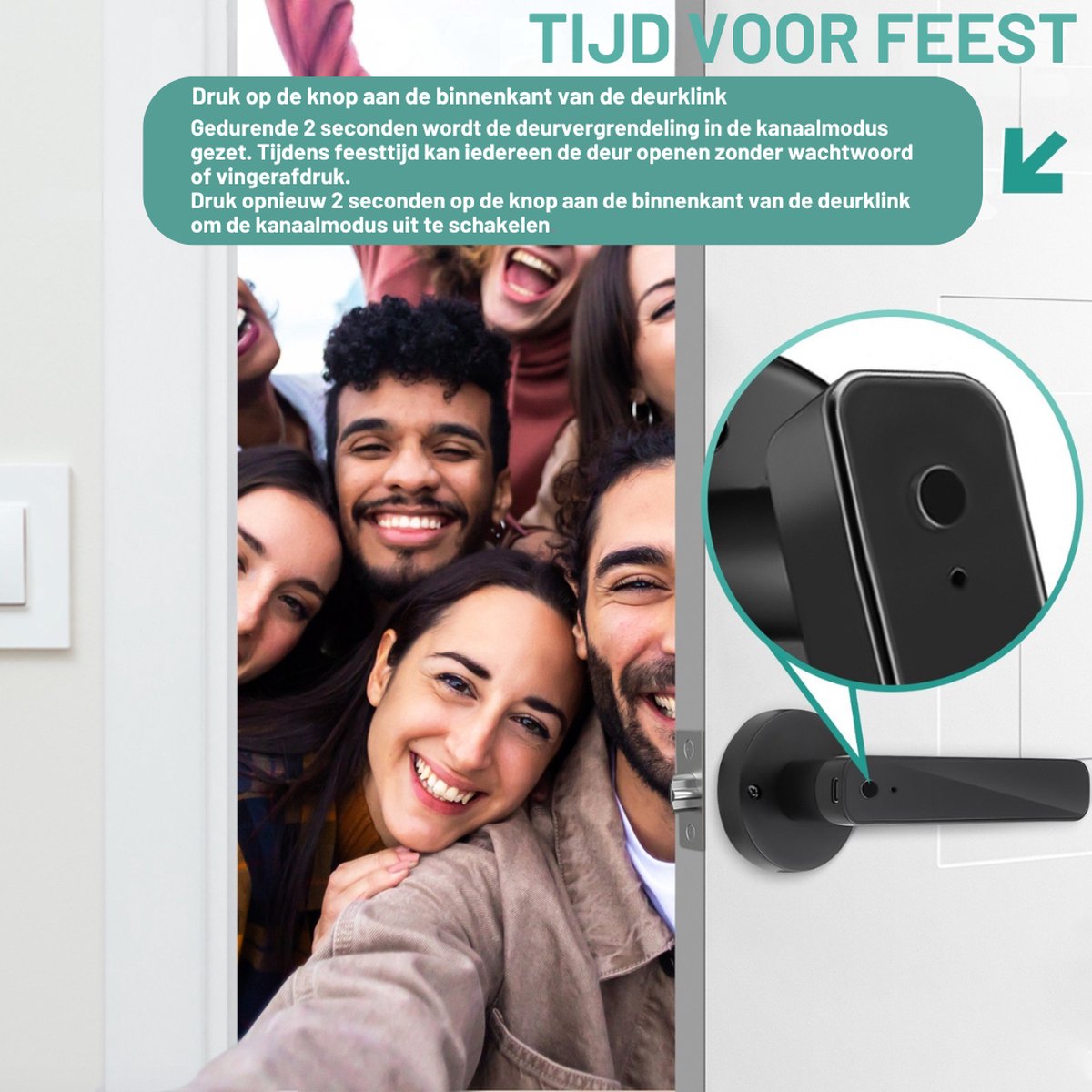 Truskore Premium Slim Deurslot – Deurslot met vingerafdruk - Elektrisch deurslot – Slimme deurklink – Deurklink vingerafdruk - Deurslot met code - Smartlock