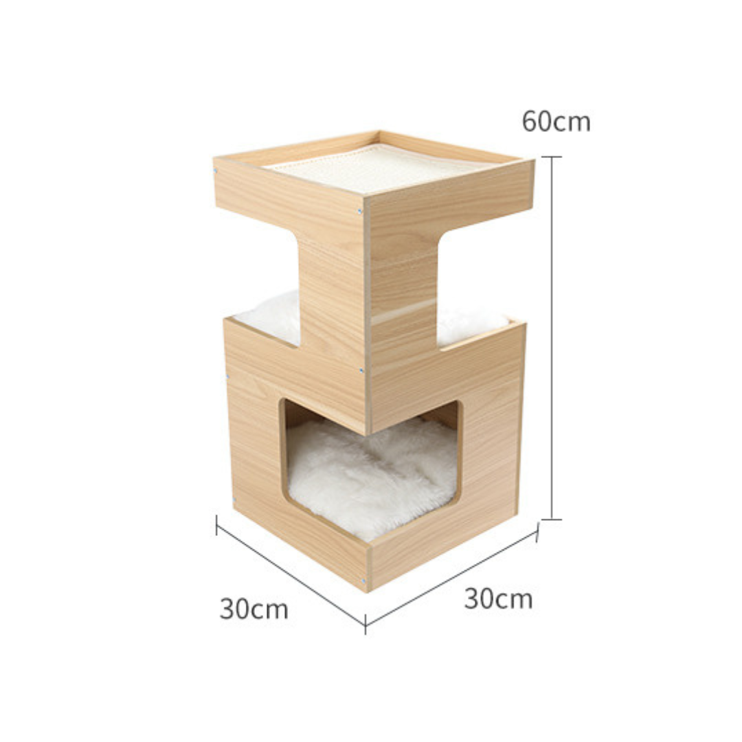 Livista® - Kattenhuis - Naturelle Houtkleur - 60x30x30 cm - Hoogwaardige Materialen - Met Kussen