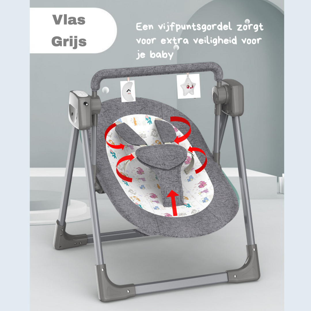 Livista® - Elektrische Wipstoel voor Baby's - BabySchommelstoel - Baby Swing - 5 Verstelbare Schommelniveaus - 3 Timerinstellingen - Intelligente Dubbele Bediening