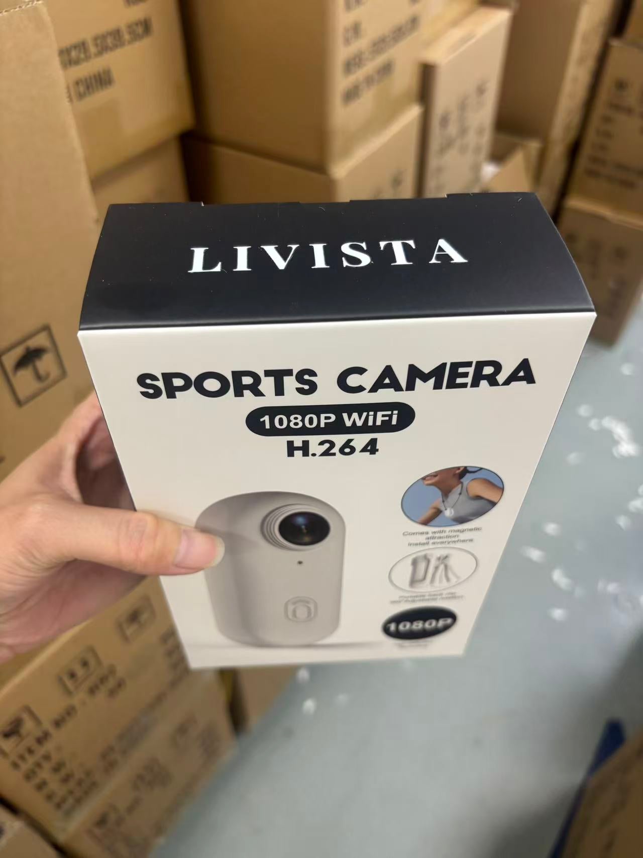 Livista Mini Action Camera 1080P - Body camera - Fiets , Ski & Voetbal Camera - Handsfree POV Camera - Compacte Sportcamera - Met Live App-View – WiFi camera - Zwart