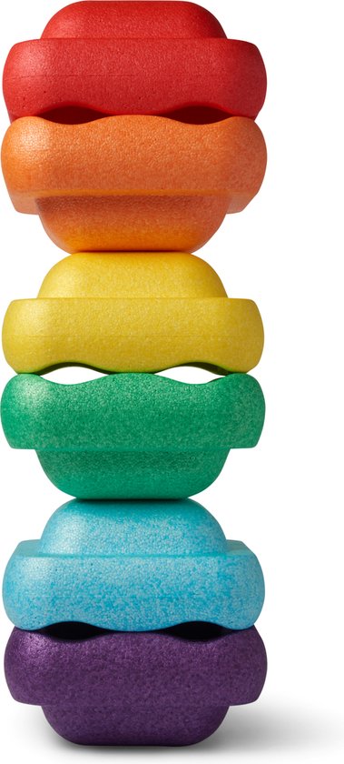 Livista Stapelstenen - Balanceerstenen - regenboog - 6 stuks - Balans speelgoed - Vierkant