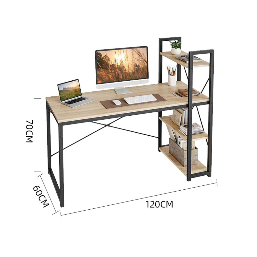 Livista Bureau – 120x60x70 cm – Computertafel met Opbergplank – Metaal & Hout – Industrieel Design – Ideaal voor Werkruimte – Hoogwaardige Kwaliteit – Houtkleur