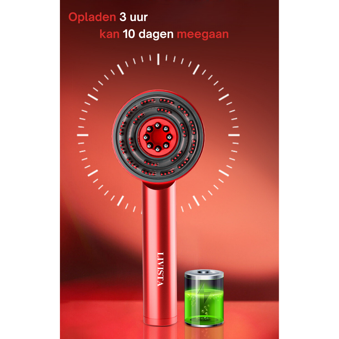 Livista® - Hoofdhuidmassager – Roodlichttherapie-apparaat – Elektrische Hoofdmassager – Haarolie Applicator – Hoofdhuid Massageborstel – Ontspanning en Haarverzorging - Rode