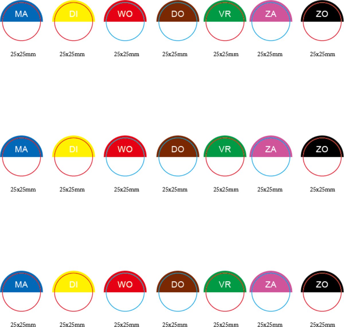 Livista labels Set - alle dagen - 7 rollen 500 etiketten per rol - Houdbaarheidsetiket