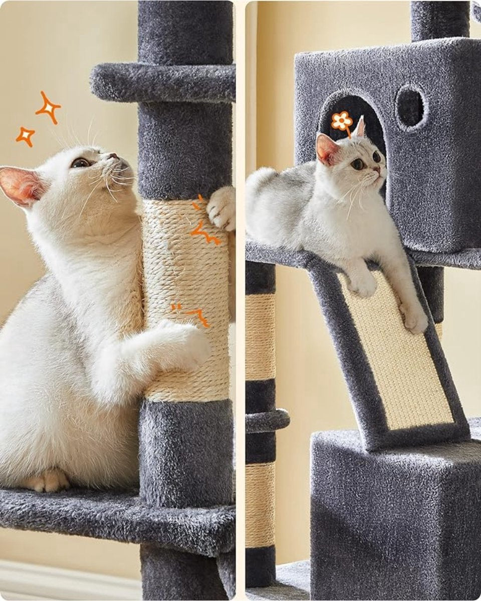 Livista Krabpaal voor zware katten - Hoge krabpaal - Krabpaal boomstam - Krabpaal voor grote katten - Kat toren - Krabpaal plafond - Stevige krabpaal - Krabpaal voor katten - XXL - Katten verblijf