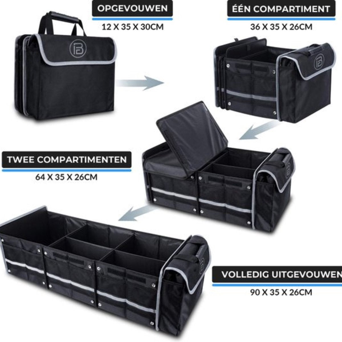 Livista Kofferbak Organizer - Auto Organizer - Opbergbox - met koeltas - drie compartimenten