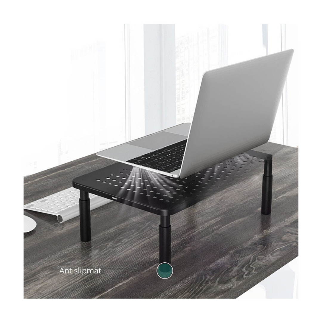 Livista® - Monitorstandaard- Set van 2 - Verstelbare Monitorverhoger - Metaal - Zwart - 37 x 23.5 x 10 cm