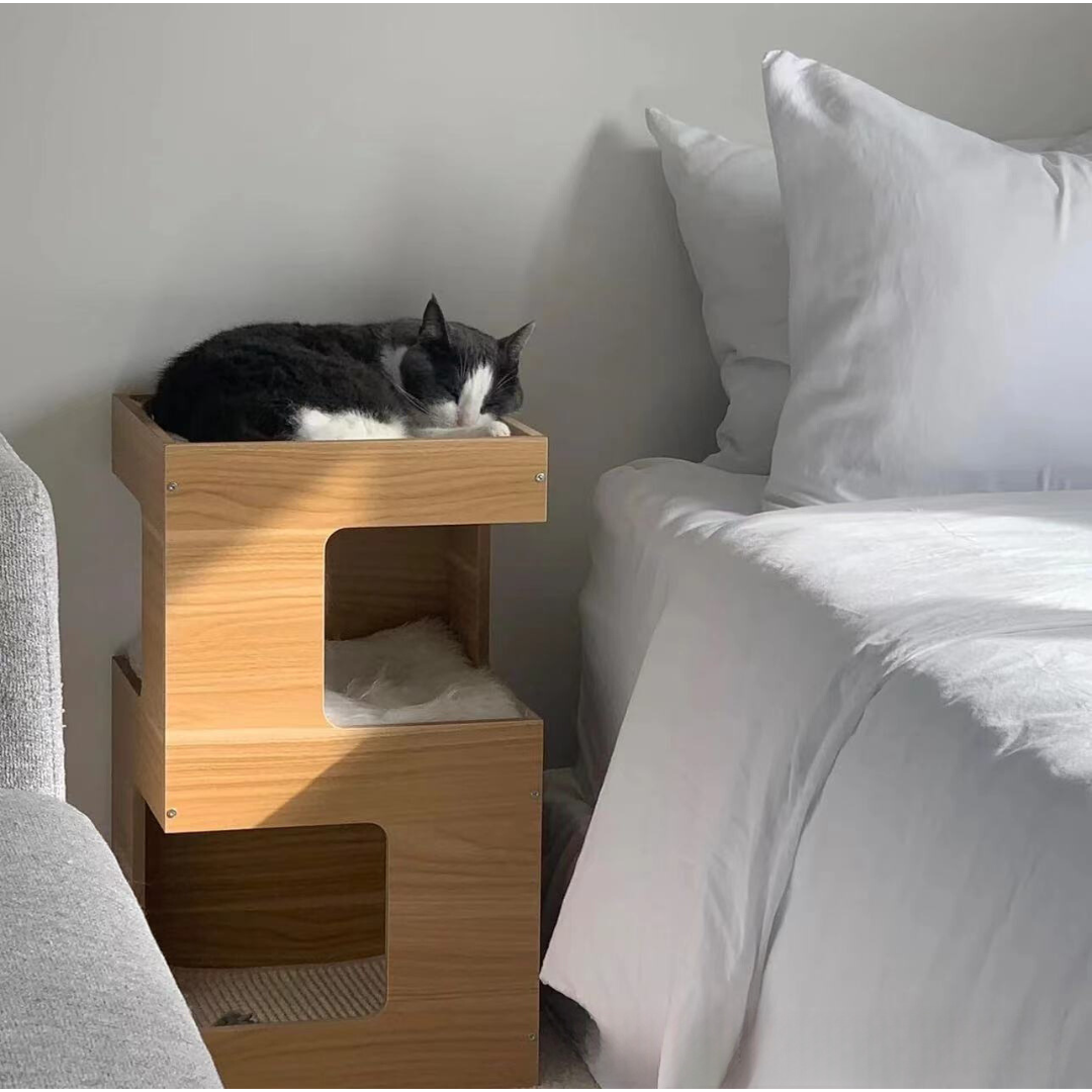 Livista® - Kattenhuis - Naturelle Houtkleur - 60x30x30 cm - Hoogwaardige Materialen - Met Kussen