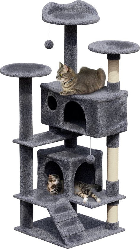 Livista Krabpaal voor Katten - Met 7 Verdiepingen - 138x48x48 CM - Donkergrijs - Krabpaal Voor Grote Katten