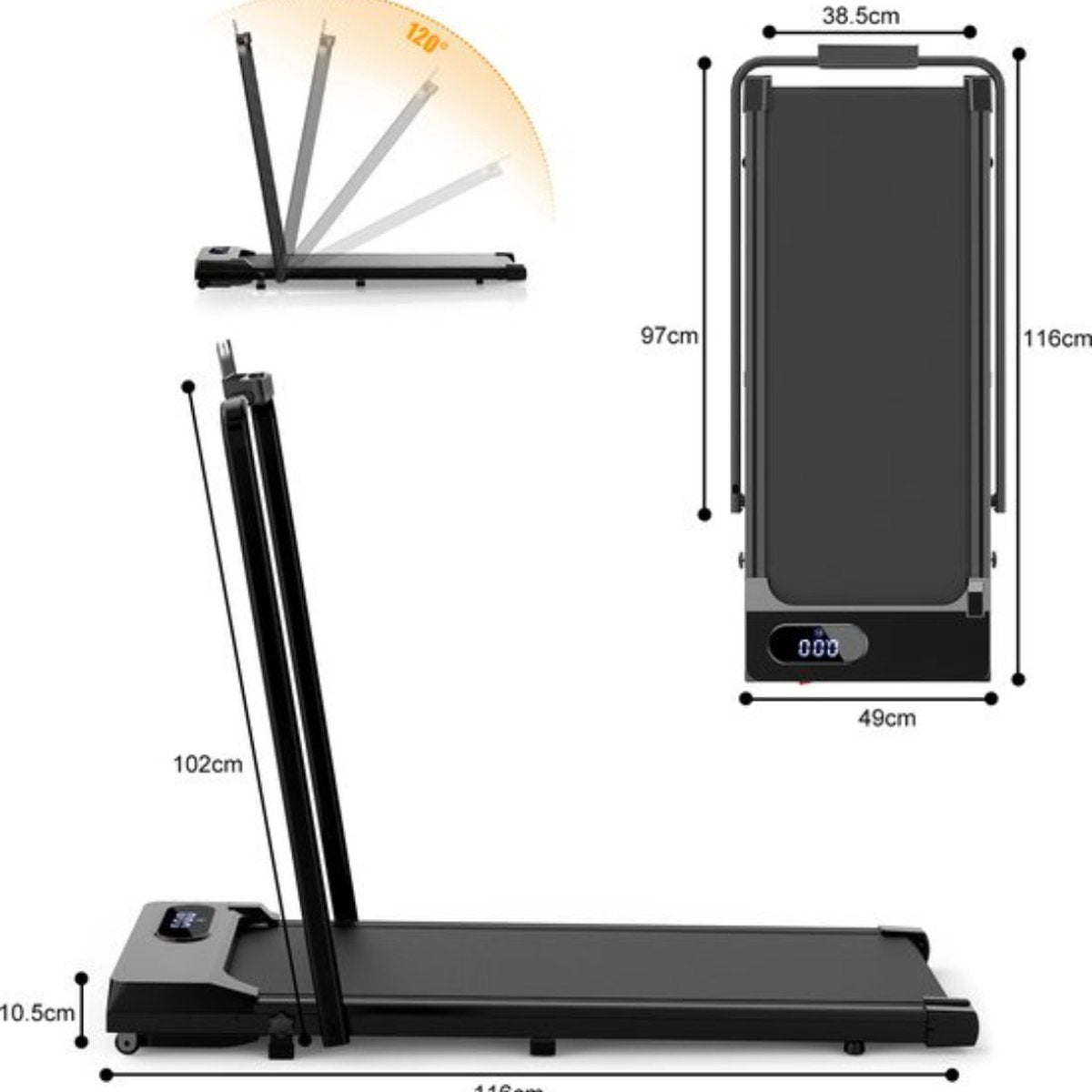 Truskore Fit Plus Loopband - 1-10km/u - Inklapbaar - Wandelband - Led Display en Afstandsbediening - Walking Pad - Treadmill