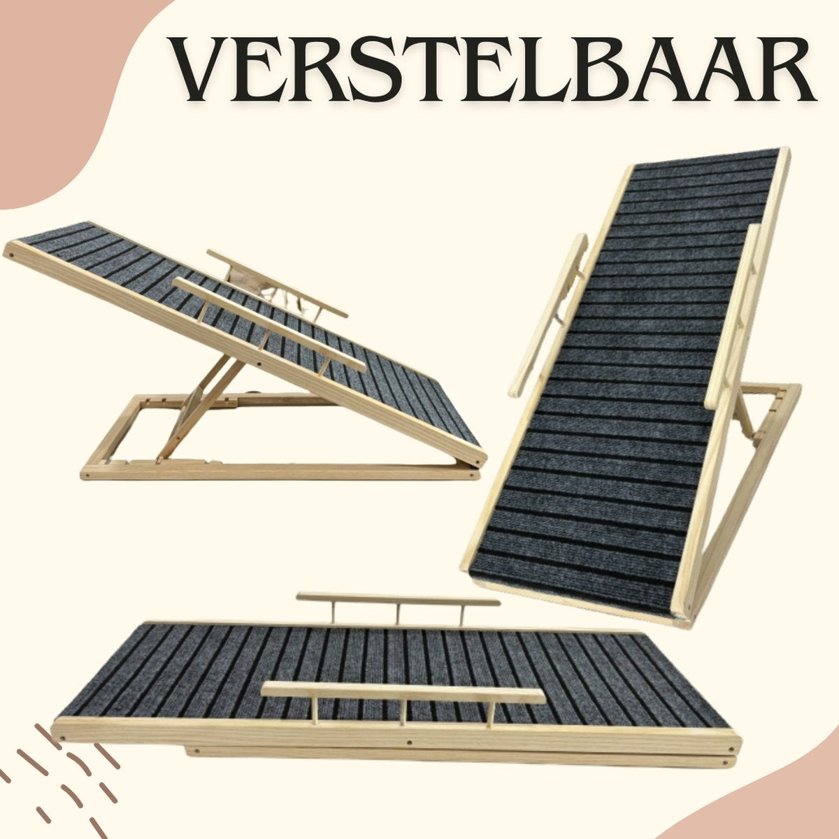 Livista Hondentrap - Hondenloopplank - Instelbaar - Voor Grote en Kleine Honden - Zwart/Hout