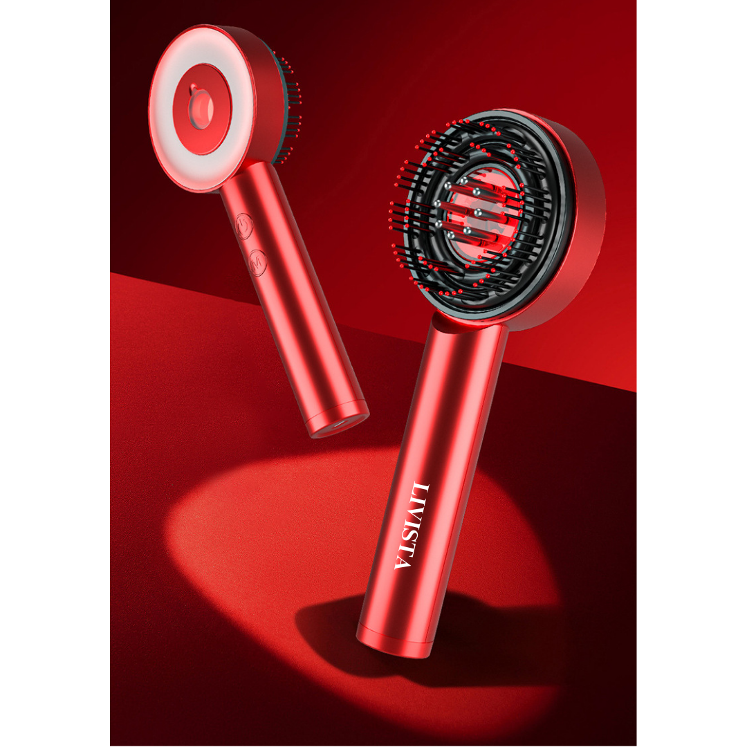 Livista® - Hoofdhuidmassager – Roodlichttherapie-apparaat – Elektrische Hoofdmassager – Haarolie Applicator – Hoofdhuid Massageborstel – Ontspanning en Haarverzorging - Rode
