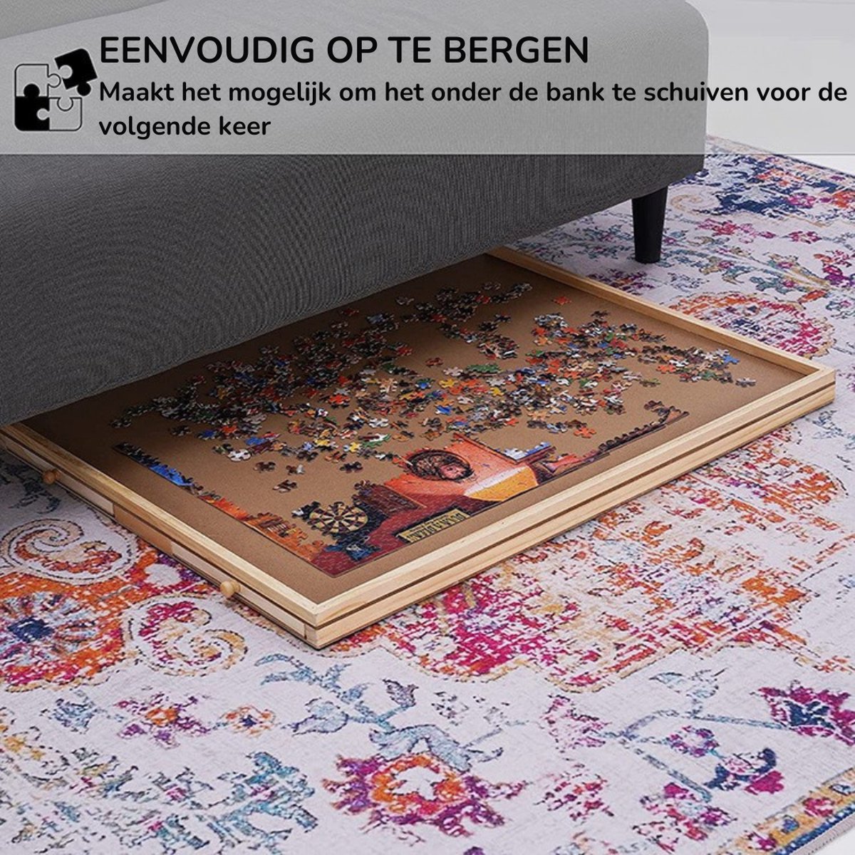 Livista Puzzelplaat voor 1500 Puzzelstukjes met 6 Lades – Puzzelbord met Opbergsysteem -Puzzelmat van Hout – Puzzeltafel