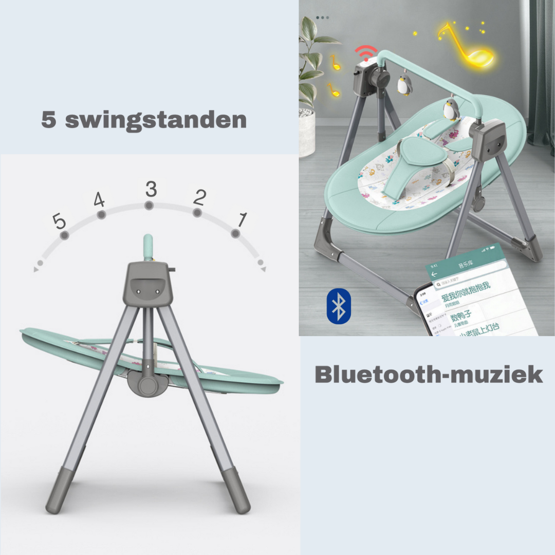 Livista® - Elektrische Wipstoel voor Baby's - BabySchommelstoel - Baby Swing - 5 Verstelbare Schommelniveaus - 3 Timerinstellingen - Intelligente Dubbele Bediening