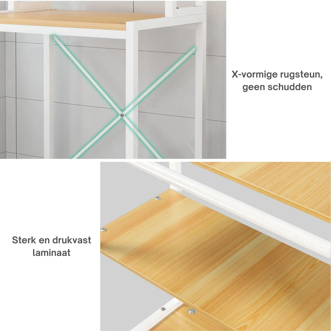 Livista® Wasmachine Kast - 3-Laags Opslagrek - Ruimtebesparende Wasruimte Organizer - 181x60x70 CM - Wit