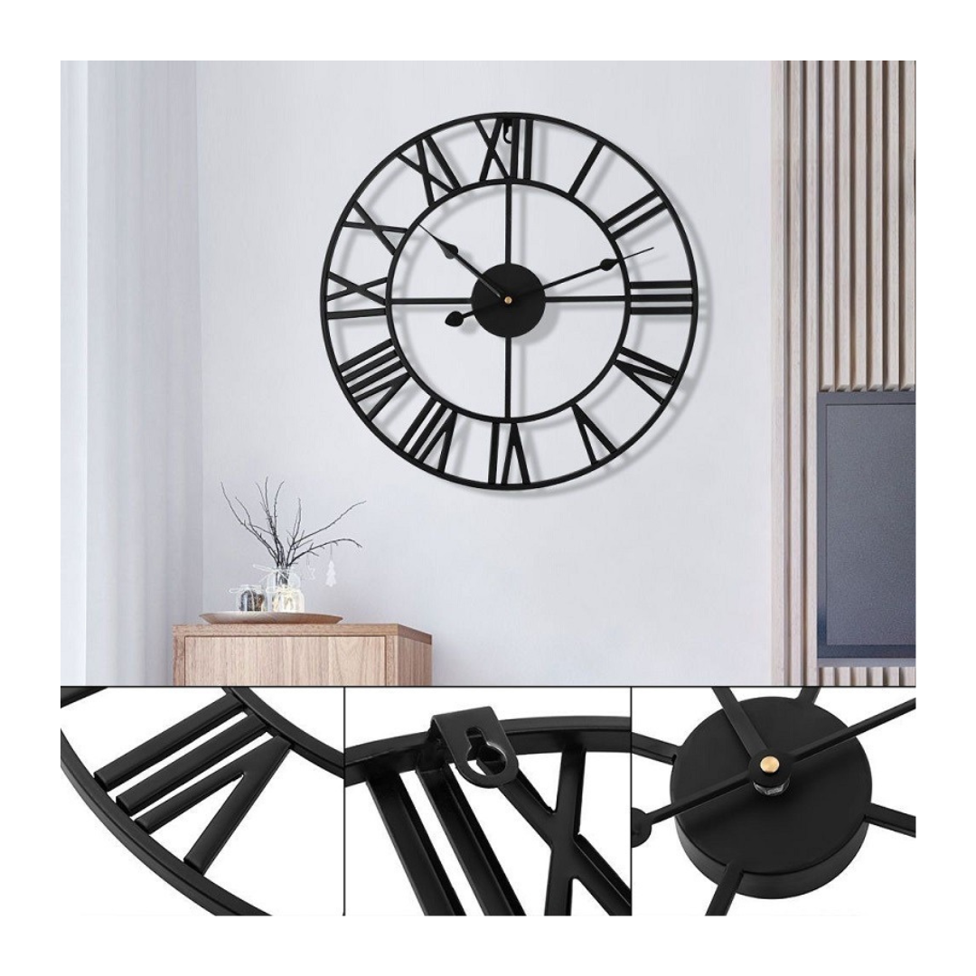 Livista® - Wandklok van Hoge Kwaliteit – Industriële Stijl – Moderne Klok – Stille Uurwerk – Diameter 40 cm – Metaal – Zwart