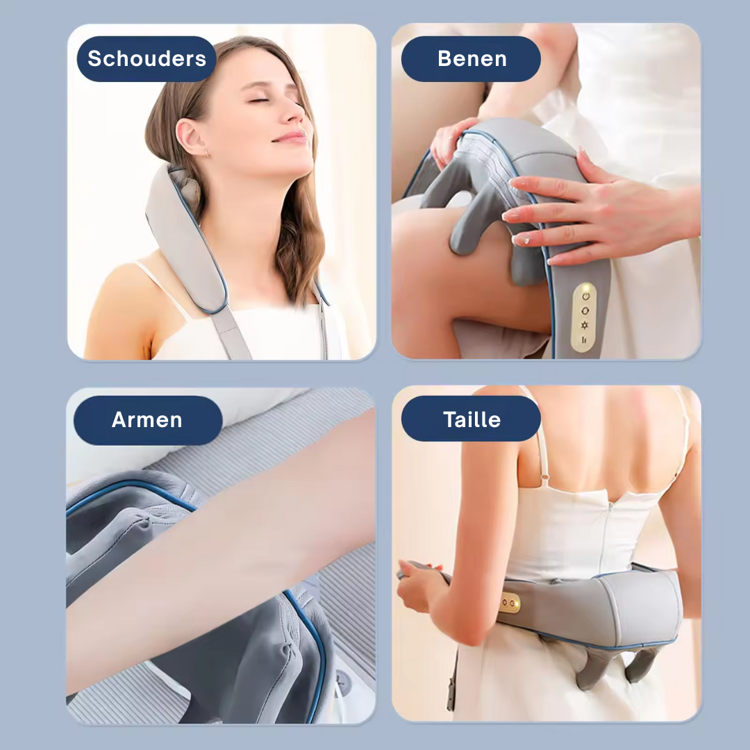 Livista Draagbare Nekmassageapparaat - Elektrische Nek- en Schoudermassage - Ontspanning en Pijnverlichting - Verwarming - Betere Bloedsomloop